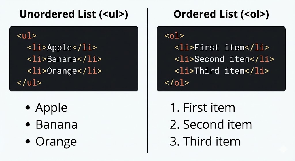 HTML基本タグでリスト作成